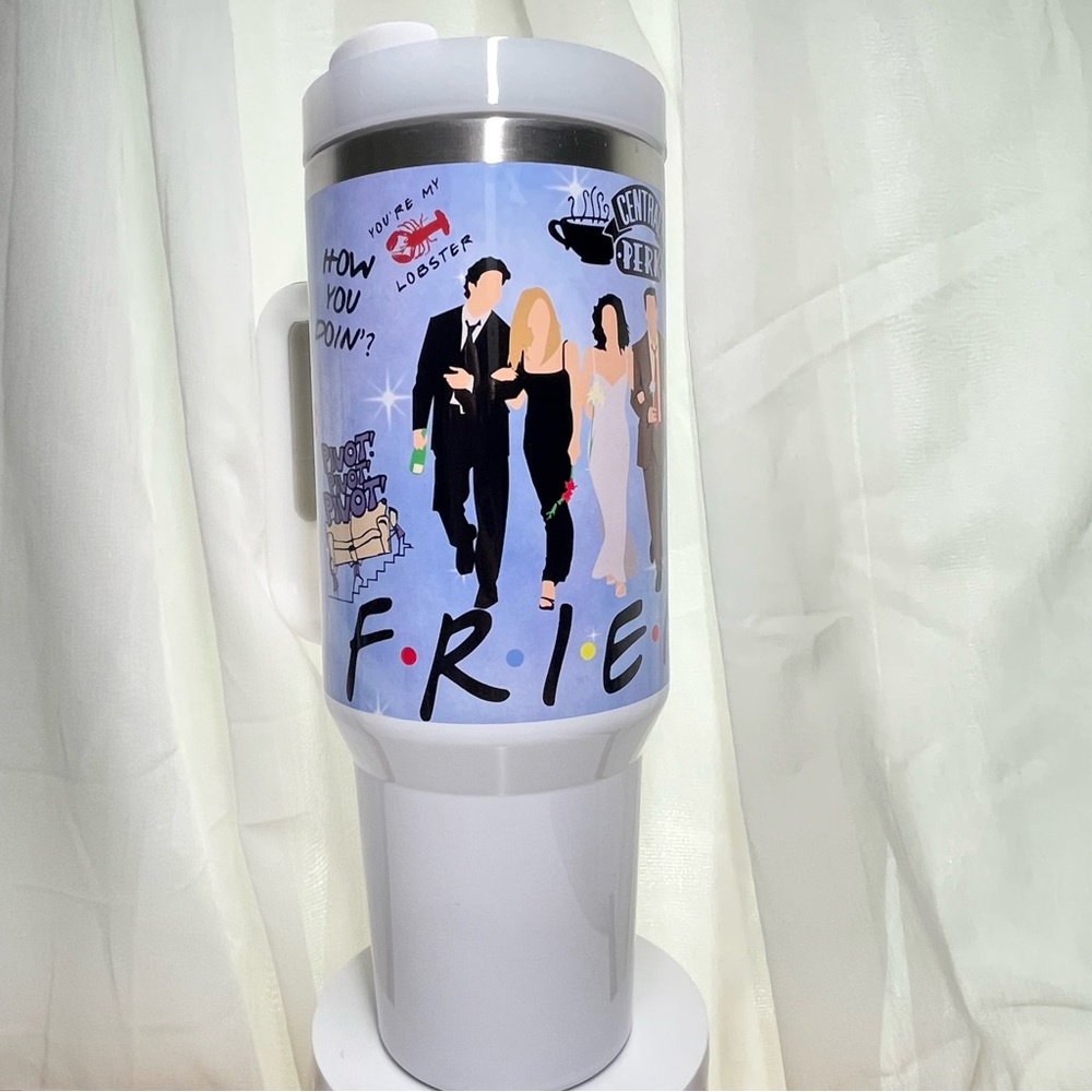 TV Show Friends 40 oz Tumbler/Water bottle/Mug with handle and straw.Birthday gi - Picture 5 of 11